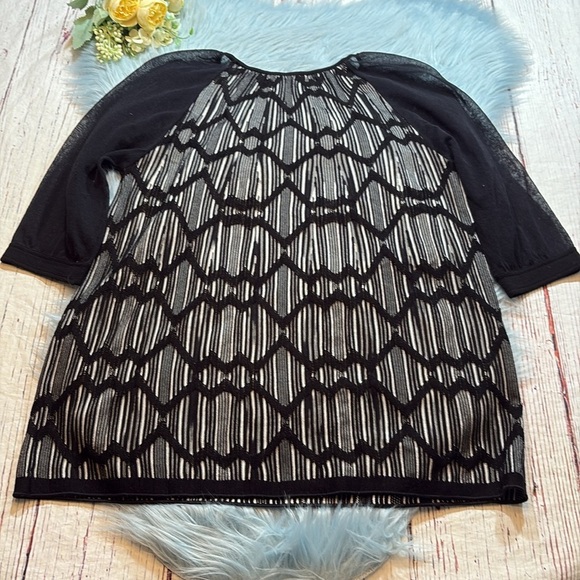 MISSONI Abstract Semi Sheer Black White Knit Top - Picture 10 of 10
